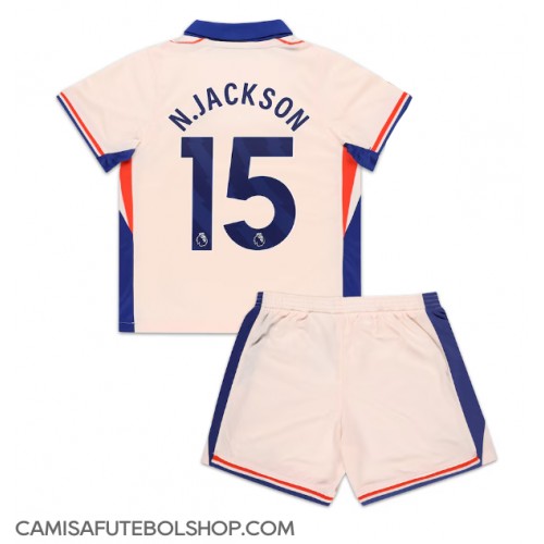 Camisa de time de futebol Chelsea Nicolas Jackson #15 Replicas 2º Equipamento Infantil 2024-25 Manga Curta (+ Calças curtas)